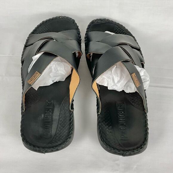 Pikolinos Tarifa Black Slide Sandals Mens Sz 42 Leather Flat Slip On main image 10
